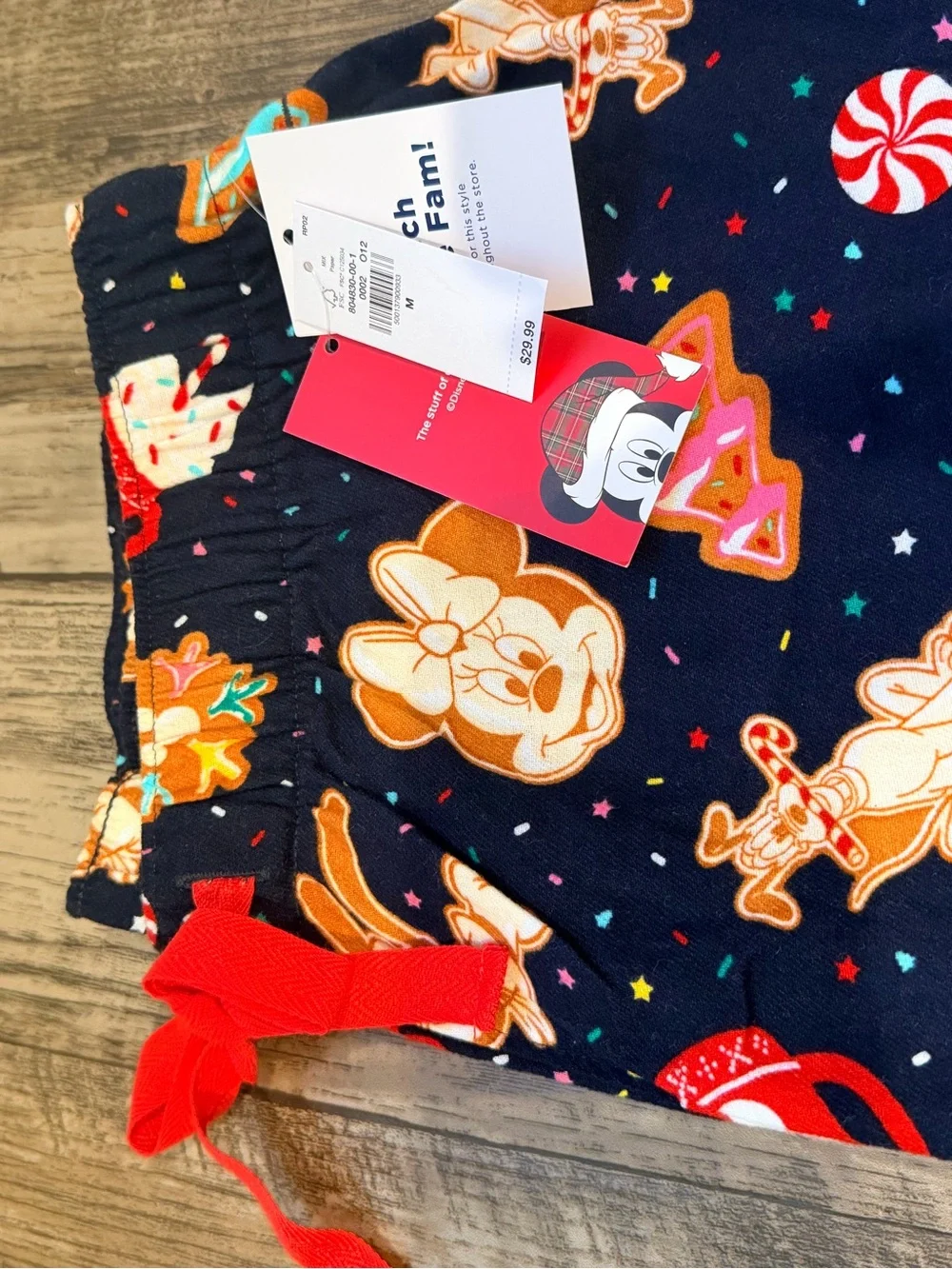 Old Navy Navy Holiday Character Print Pajama Pants with Red Drawstring
